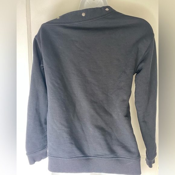 10 Crosby Derek Lam Black Asymmetrical Sweatshirt with Silver Snaps - Picture 5 of 8